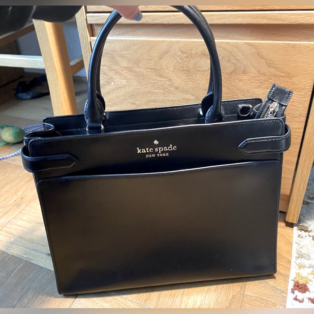 Kate Spade Large Genuine Leather Staci Satchel Black New Excellent Condition